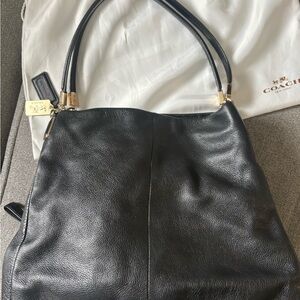 Coach Black Pebbled Leather Tote with Gold Hardware